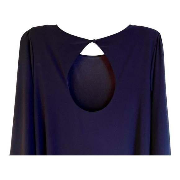 LAUNDRY by SHELLI SEGAL, LOS ANGELES, NAVY BLUE, LINED SHIFT. 3/4 SLEEVE.SIZE 10 - Picture 4 of 7